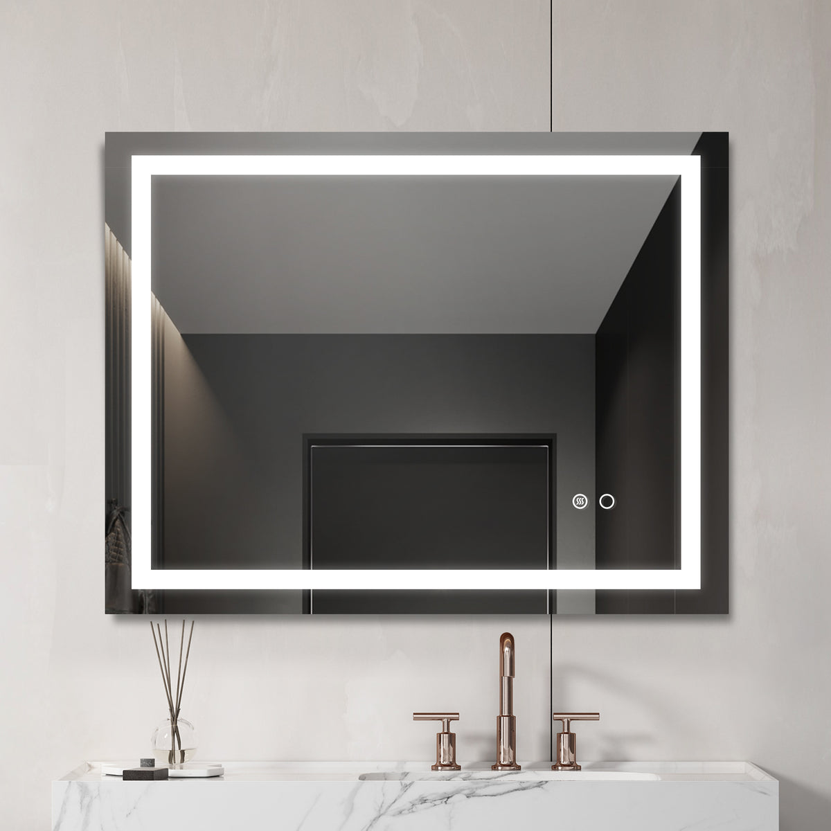 Tacmodo LED Lighted Bathroom Wall Mounted Mirror with High Lumen Anti-Fog Separately Control Dimmer Function