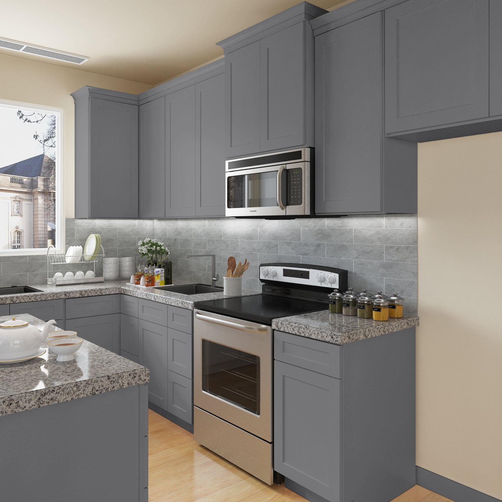 21"D Birch Solid Wood X 42"W X 34-1/2"H Bath Vanity Double Drawer Cabinet without Top VDDB42