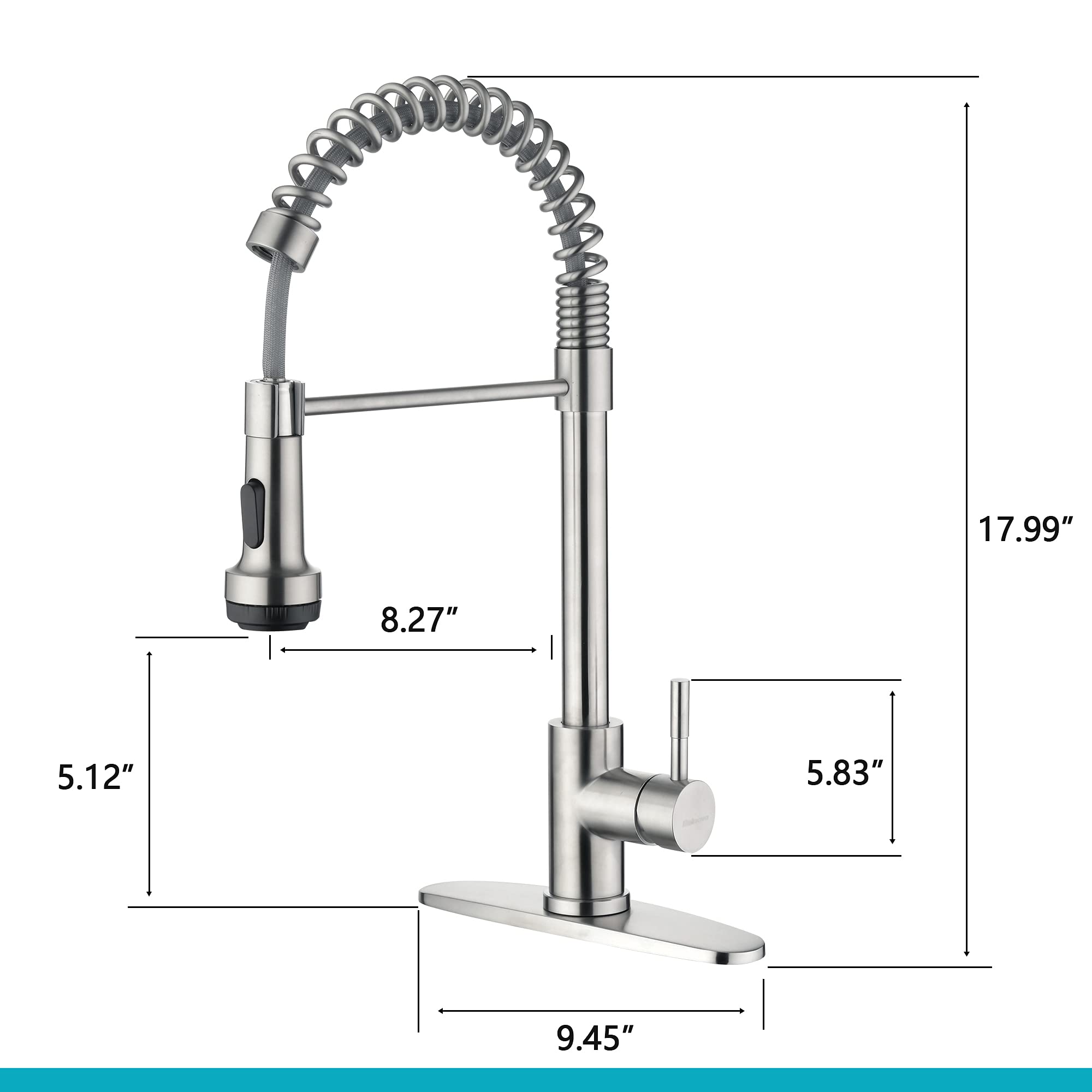 Kitchen Faucet with 4 Mode Pull Down Sprayer Matte Black